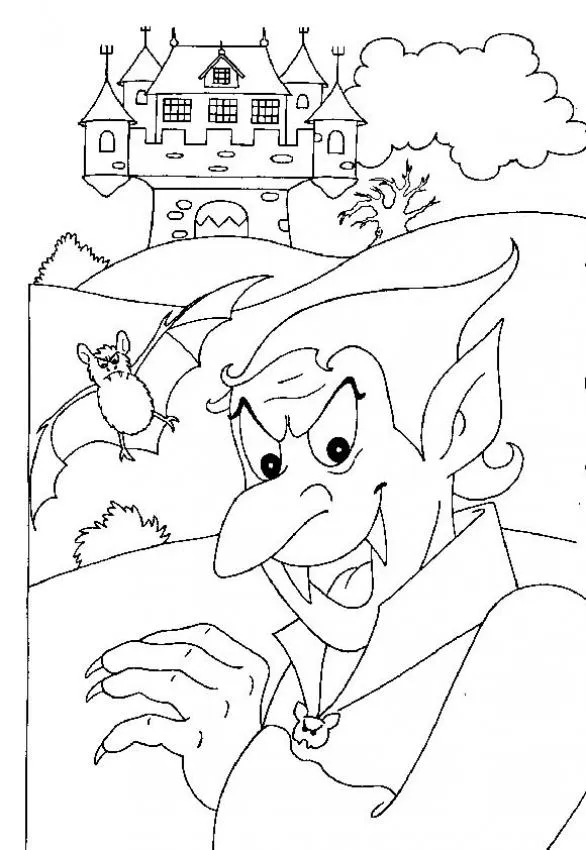 Dibujo del castillo encantado de Dracula - Dibujos para colorear ... Dibujo del castillo encantado de Dracula - Dibujos para colorear ...