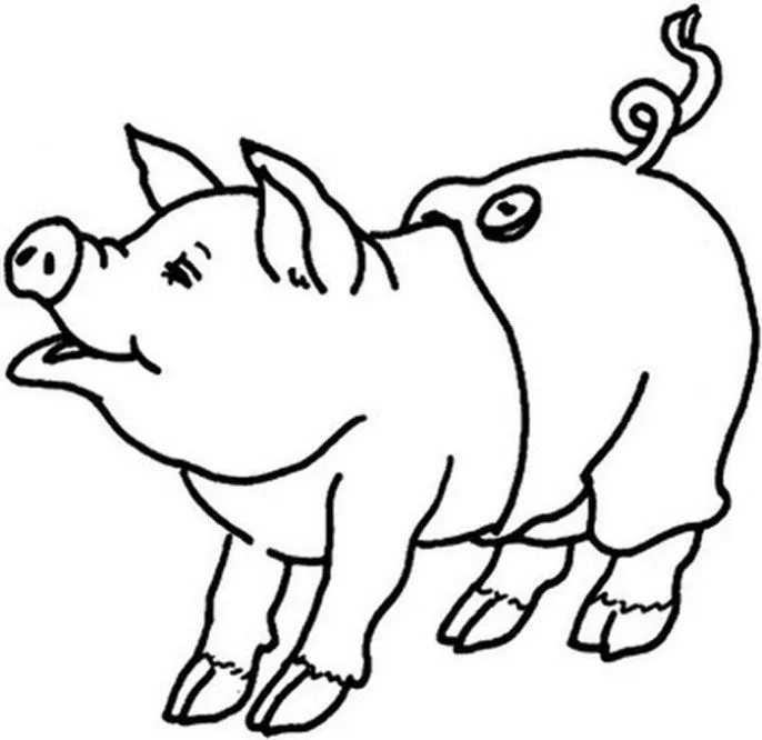 Dibujo de Cerdo con pantalones para colorear. Dibujos infantiles ...