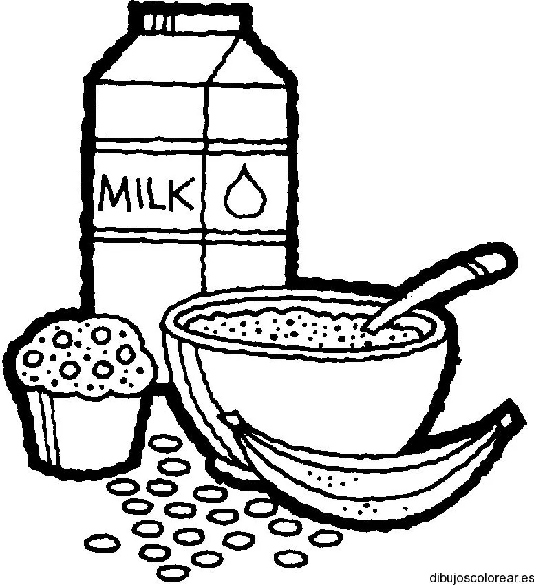 Dibujo de cereales y leche | Dibujos para Colorear