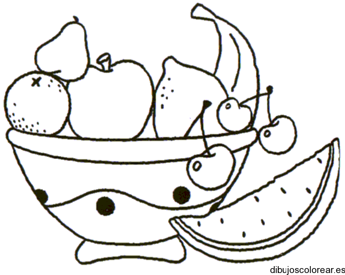 Dibujo de una cesta con ricas frutas | Dibujos para Colorear