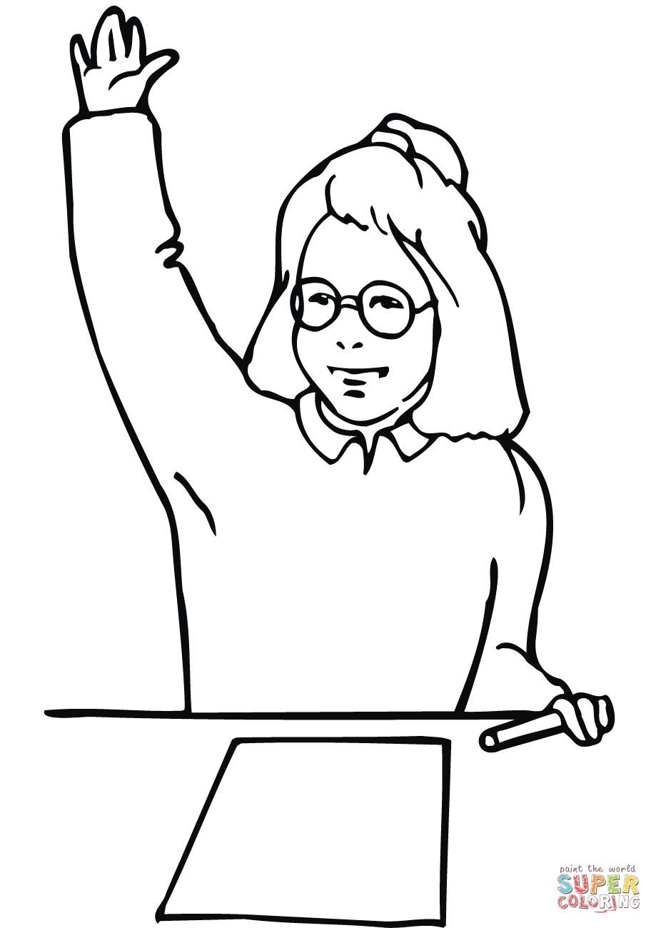 Dibujo de Chica de escuela levantando la mano para colorear | Dibujos para  colorear imprimir gratis