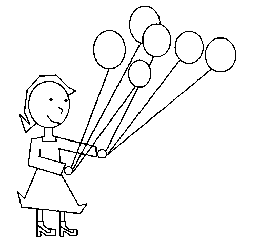 Dibujo de Chica con globos 1 para Colorear - Dibujos.net