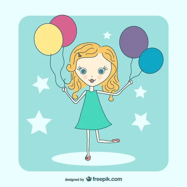 Dibujo de chica con globos | Descargar Vectores gratis