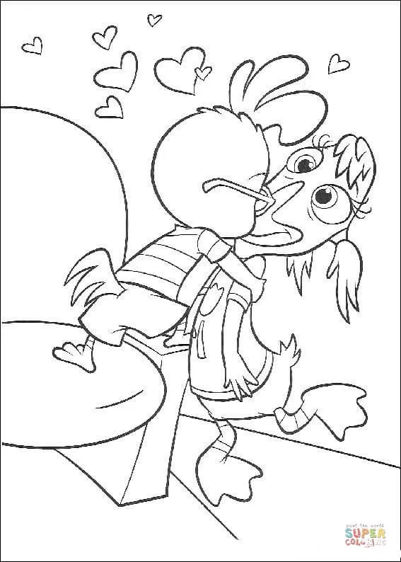 Dibujo de Chicken Little besa a Abbey para colorear | Dibujos para ...