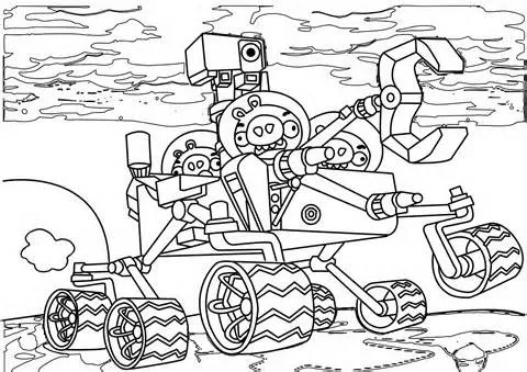 Dibujo para colorear de Angry Birds Space : los cercos en el robot ...