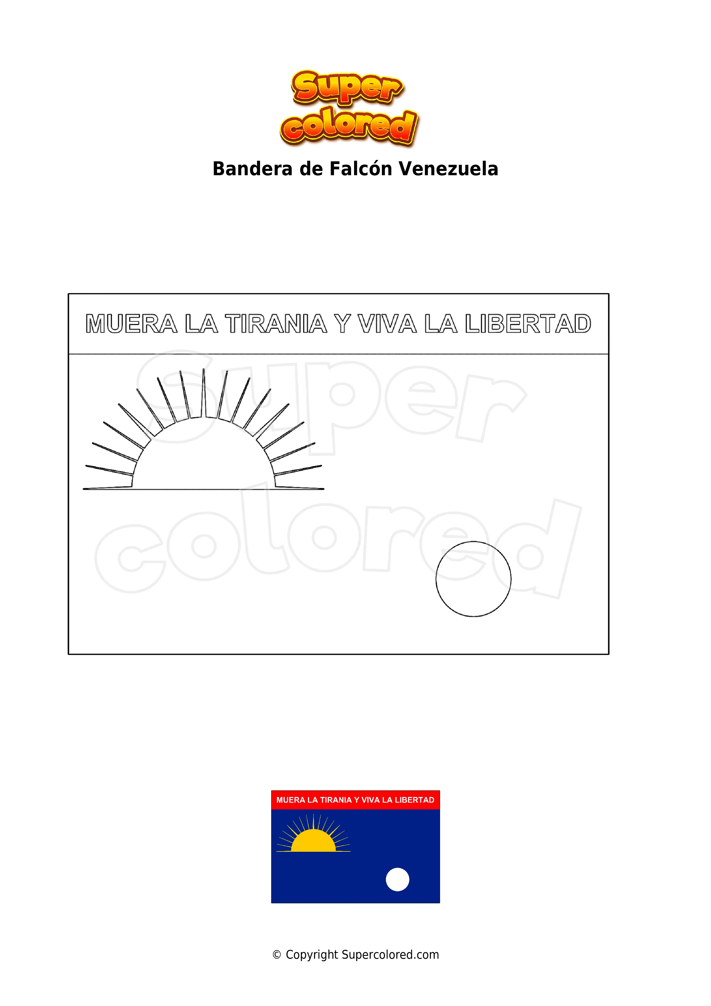 Dibujo para colorear Bandera de Falcón Venezuela - Supercolored.com