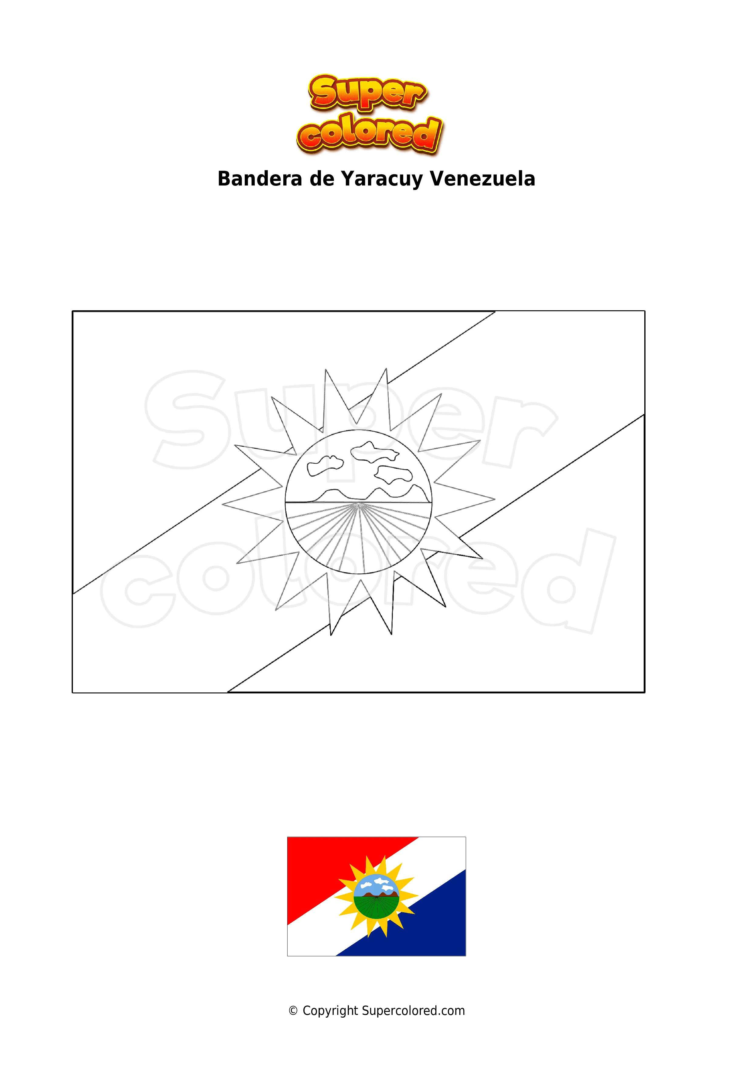 Dibujo para colorear Bandera de Yaracuy Venezuela - Supercolored.com