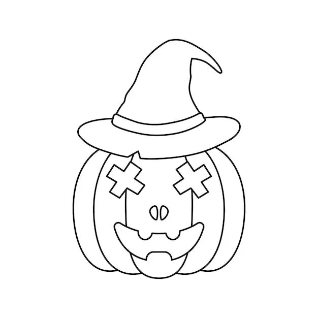 Dibujo para colorear con calabaza de halloween | Vector Premium