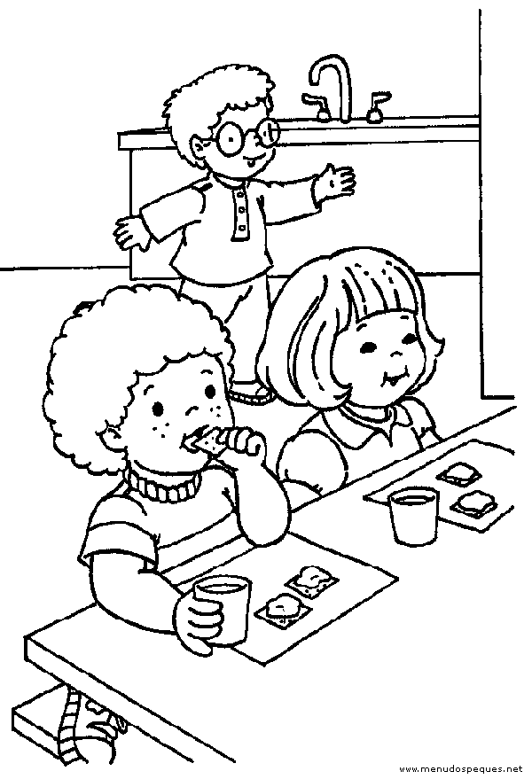 Dibujo para Colorear en el Comedor Escolar 
