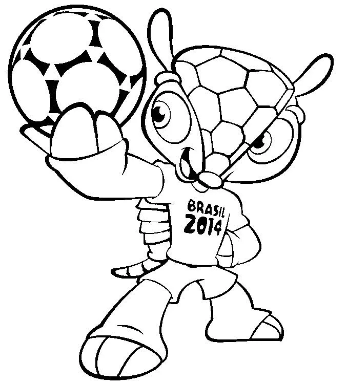 Dibujo para colorear Copa mundial de futbol 2014 : La mascota 1 Dibujo para colorear Copa mundial de futbol 2014 : La mascota 1