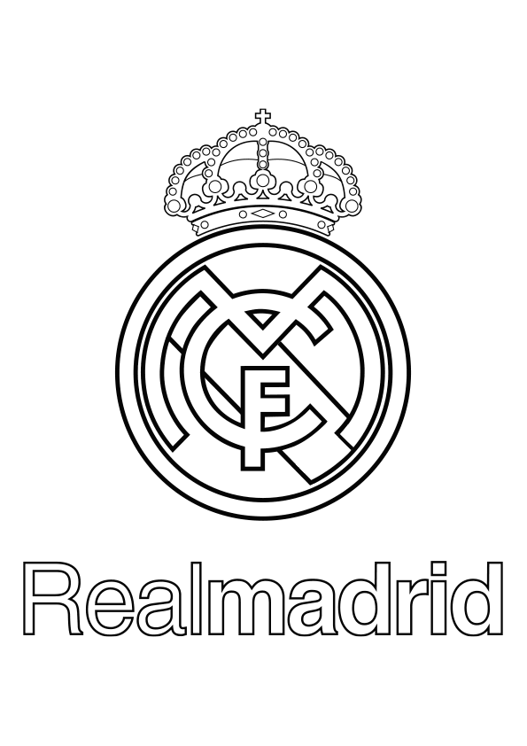 Dibujo para colorear el escudo del Real Madrid Club de Fútbol con letras