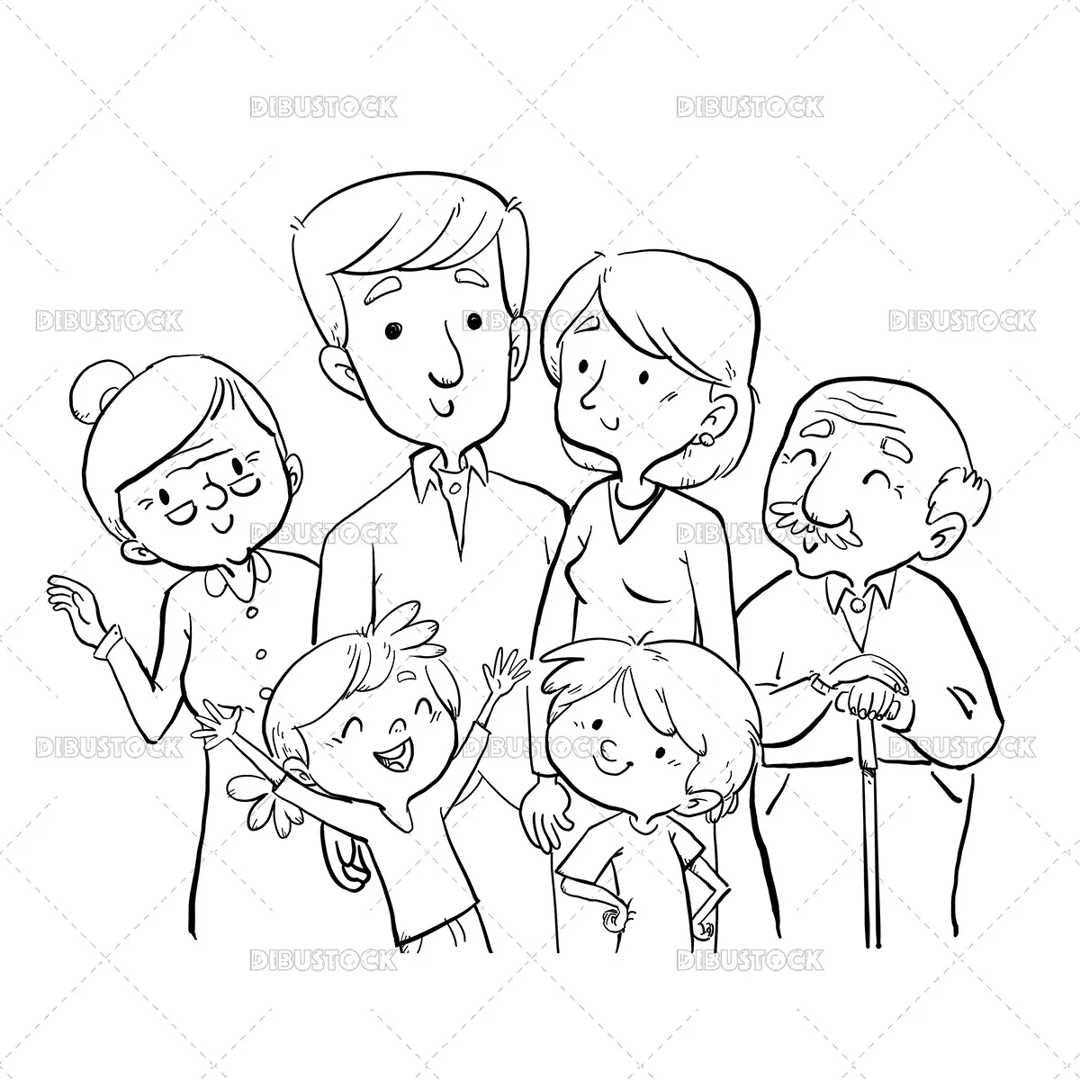 Dibujo para colorear familia feliz - Dibustock, dibujos e ilustraciones  infantiles para cuentos