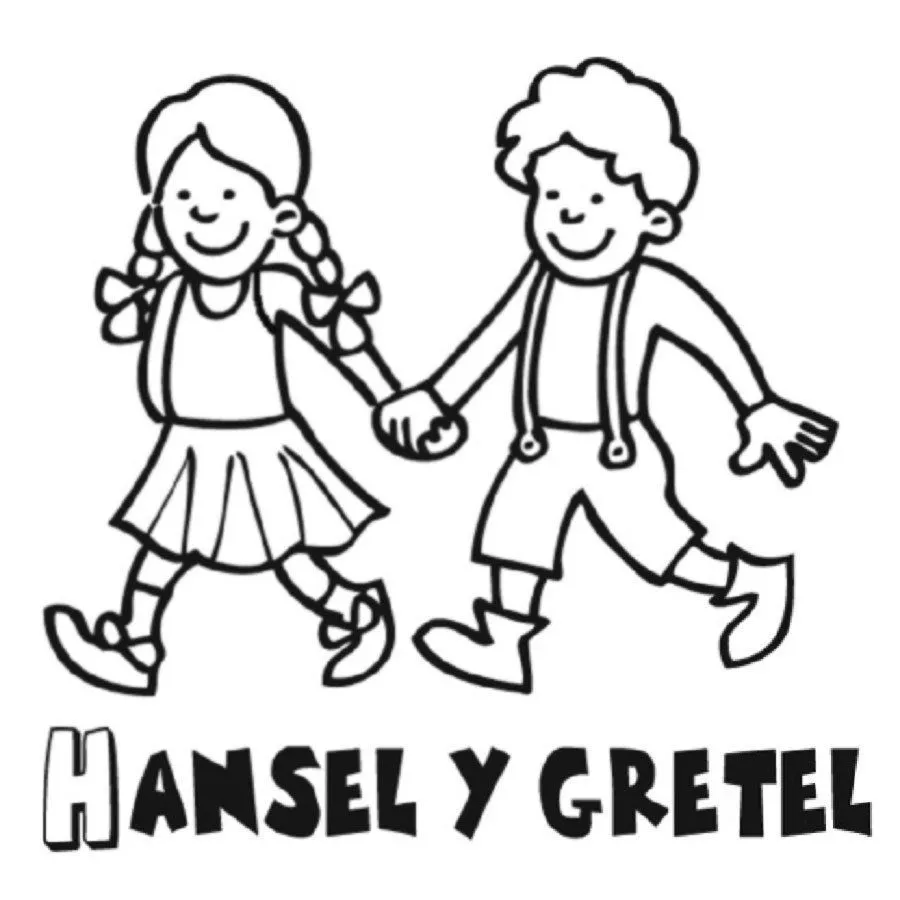 Dibujo para colorear a hansel y Gretel