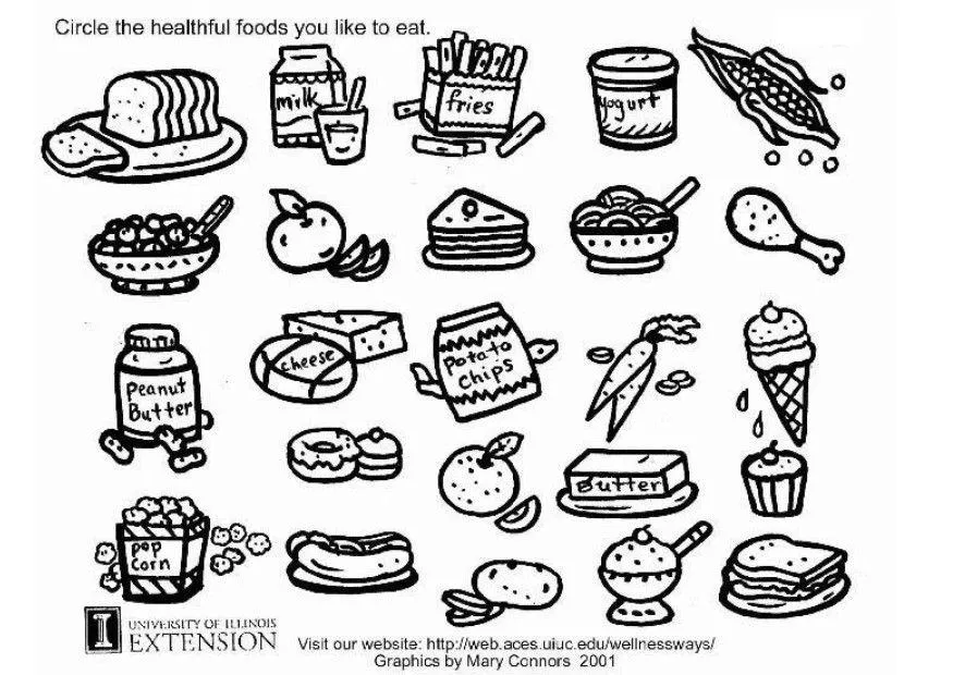 Dibujo para colorear Hoja de trabajo de comida sana - Dibujos Para Imprimir  Gratis - Img 5772