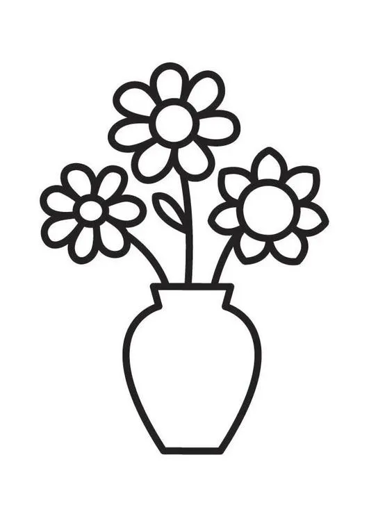 Dibujo para colorear jarrón con flores | Adriana | Pinterest ...