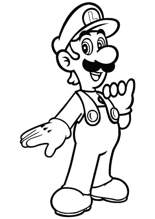 Dibujo para colorear a Luigi de Super Mario Bros