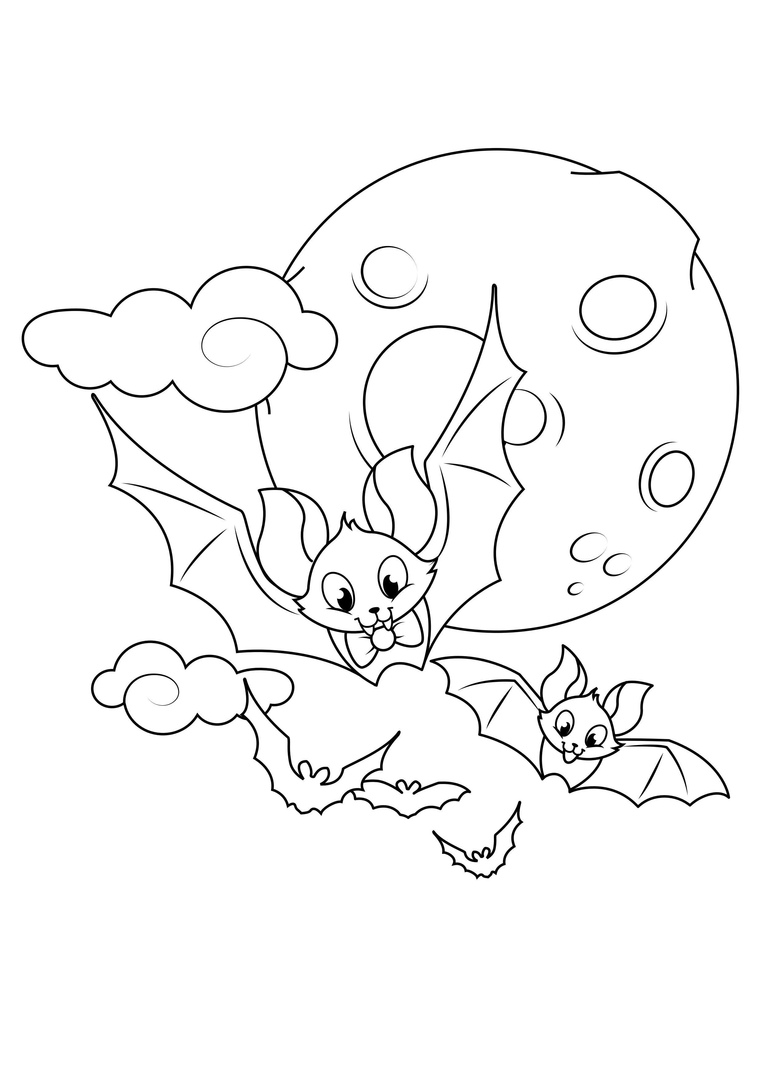 Dibujo para colorear murciélagos en luna llena - Dibujos Para Imprimir Gratis - Img 31630 Dibujo para colorear murciélagos en luna llena - Dibujos Para Imprimir Gratis - Img 31630