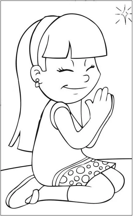 Dibujo para colorear niña rezando - Imagui