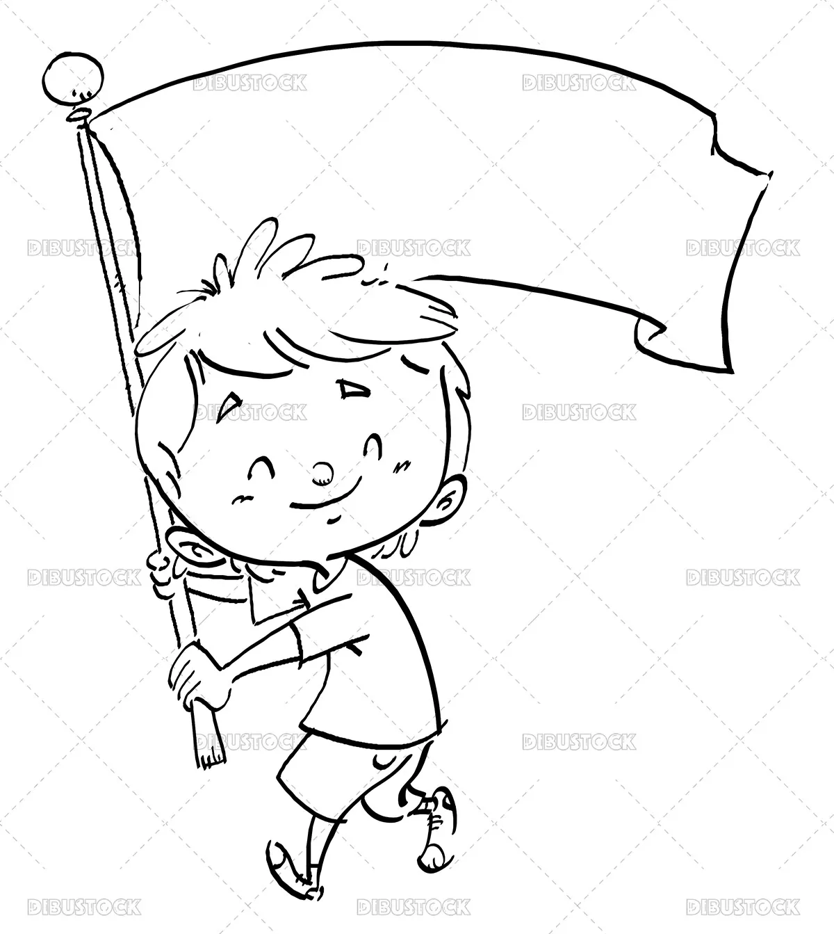 Dibujo para colorear de niño ondeando una bandera - Dibustock, dibujos e  ilustraciones infantiles para cuentos