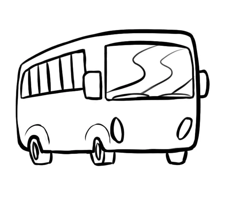 Dibujo para colorear con los niños de un autocar Dibujo para colorear con los niños de un autocar