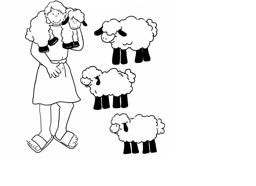 Dibujos para colorear de pastores con ovejas - Imageneitor