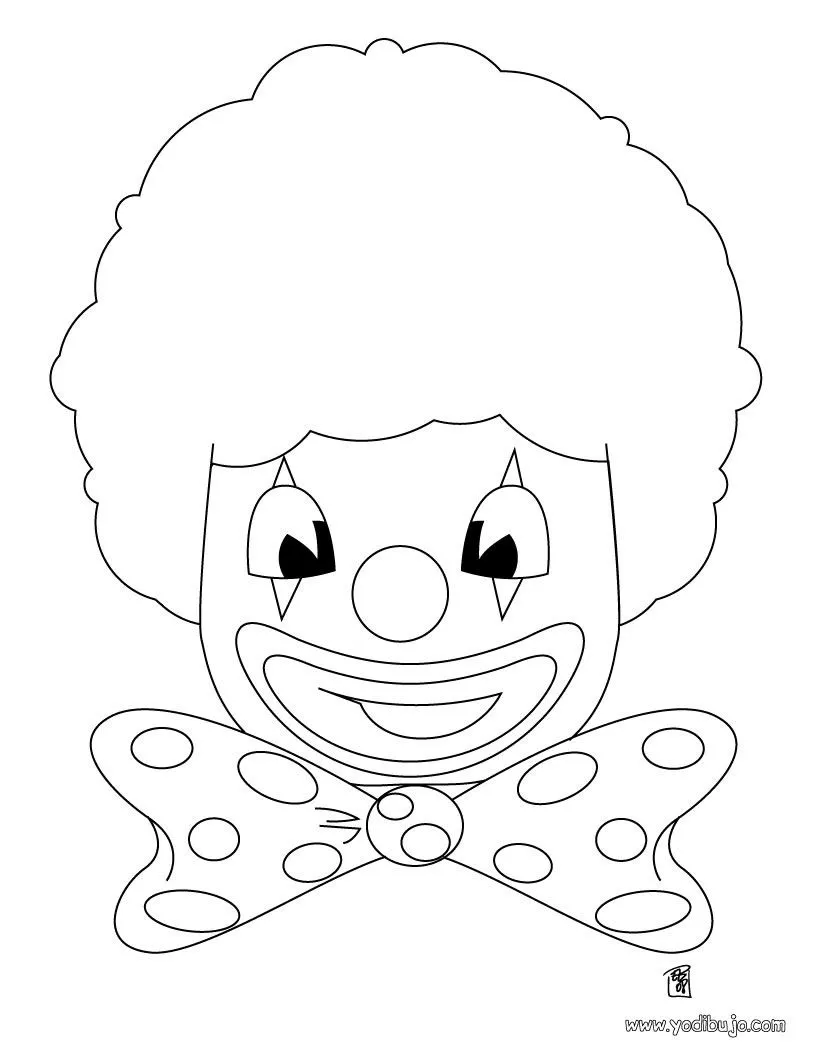 Dibujo para colorear PAYASO, careta de payaso para imprimir