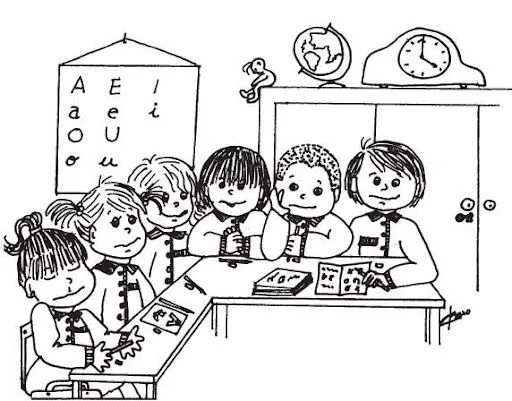 Dibujos de niños trabajando en la escuela para colorear - Imagui