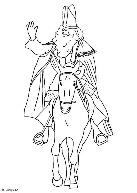Dibujo para colorear San Nicolás en su caballo - Dibujos Para Imprimir  Gratis - Img 8751