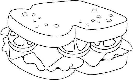 Dibujo para colorear de un sandwich - Imagui