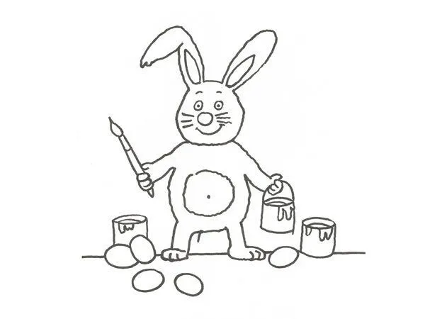 Imprimir: Dibujo de un conejo artista para colorear con niños