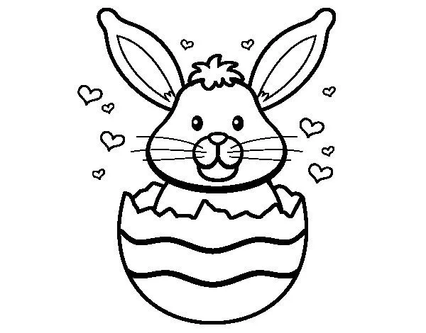 Dibujo de Conejo en un cascarón para Colorear - Dibujos.net