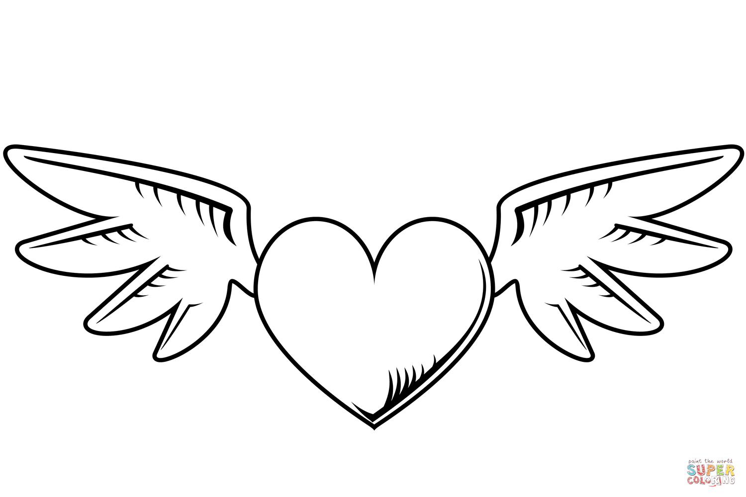 Dibujo de Corazón con alas para colorear | Dibujos para colorear ...