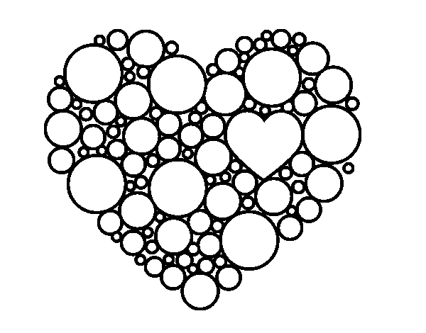 Dibujo de Corazón de círculos para Colorear - Dibujos.net