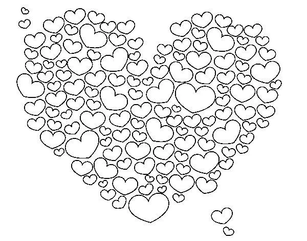 Dibujo de Corazón de corazones para Colorear - Dibujos.net