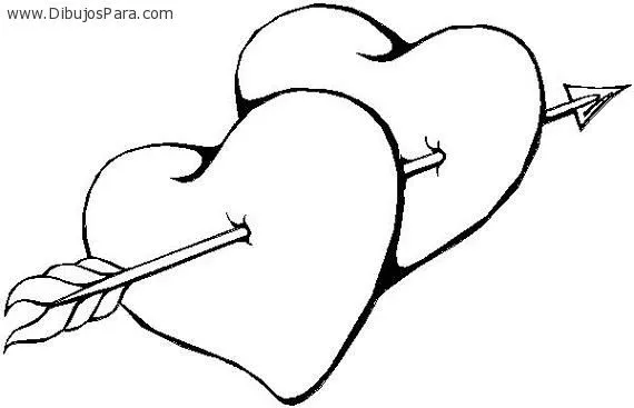 Dibujo de corazones flechados | Dibujos de Corazones para Pintar ...