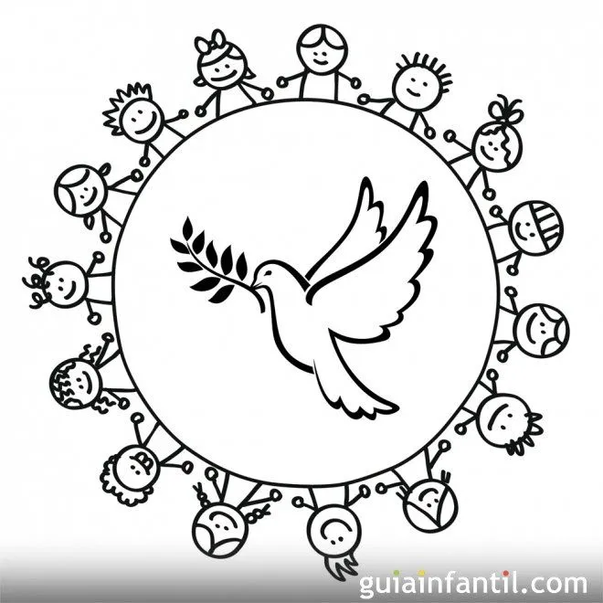 Dibujo de un corro de niños alrededor de una paloma - 10 Mandalas ...