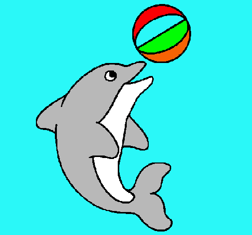 Dibujo de Delfín jugando con una pelota pintado por Delfi en ...