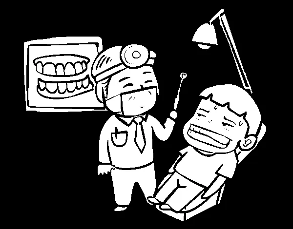 Dibujo de Dentista con paciente para Colorear - Dibujos.net