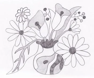 Dibujo por dia: flores y florero