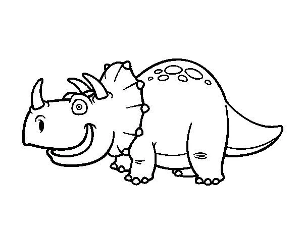 Dibujo de Dino Triceratops para Colorear - Dibujos.net