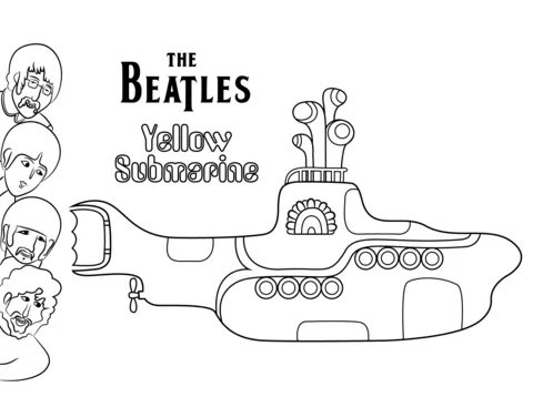 Dibujo de Disco Submarino Amarillo de Los Beatles para colorear ...