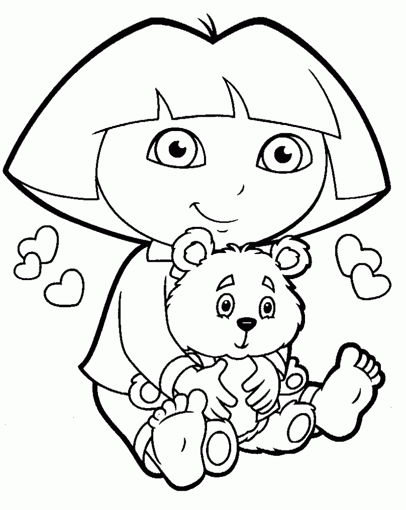  de Dora y su oso de peluche para colorear. Dibujos infantiles de ...