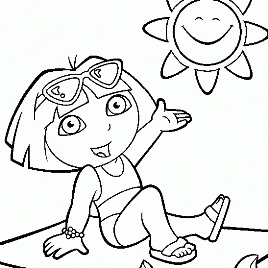 Dibujo de Dora bajo el sol para colorear. Dibujos infantiles de ...