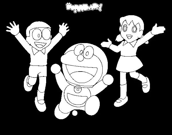 Dibujo de Doraemon y amigos para Colorear - Dibujos.net