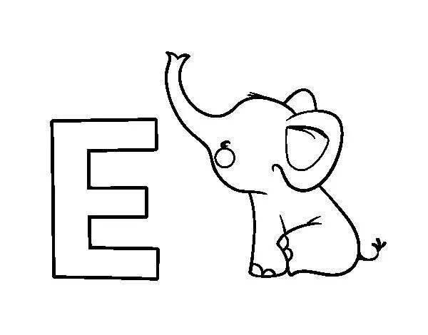 Dibujo de E de Elefante para Colorear - Dibujos.net
