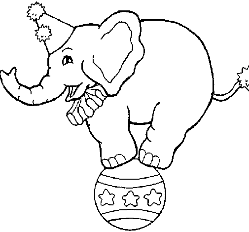 Dibujo de Elefante encima de una pelota para Colorear - Dibujos.net
