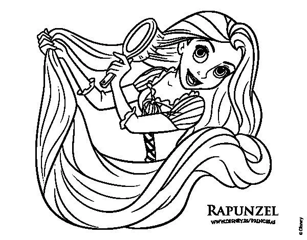 Dibujo de Enredados - Rapunzel peinándose para Colorear - Dibujos.net