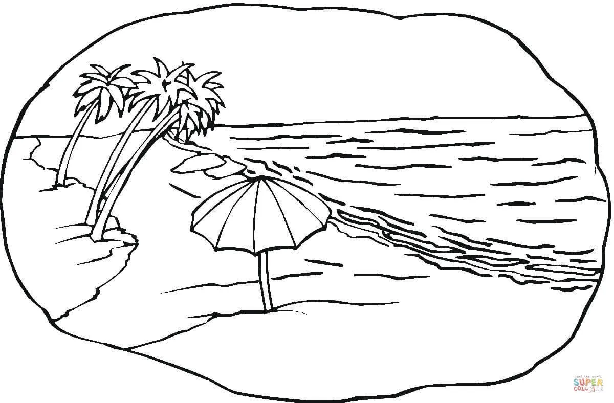 Dibujo de Escena de Playa para colorear | Dibujos para colorear imprimir  gratis