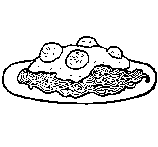 Dibujo de Espaguetis con carne para Colorear - Dibujos.net