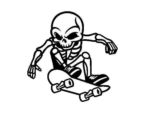 Dibujo de Esqueleto Skater para Colorear - Dibujos.net